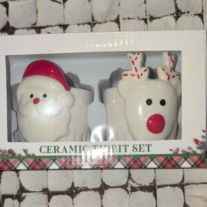 Festive Ceramic Santa and Reindeer Set
